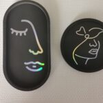 Handmade holographic rainbow iridescent abstract woman face line art jesmonite gifts south africa coasters jewelry