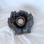 praying prayer hands with tealight holder - eco resin jesmonite - amore creative collections