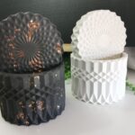 Amore-Creative-Collections-Jesmonite-South-Africa-Copper Black Storage Pot Holder White Shimmer Jar with Lid www.amoresa.co.za