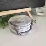 Amore-Creative-Collections-Jesmonite-South-Africa-Grey Black White Marble Coaster Set Round With Holder www.amoresa.co.za