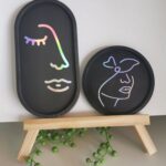 Handmade holographic rainbow iridescent abstract woman face line art jesmonite gifts south africa coasters jewelry