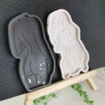 Amore-Creative-Collections-Jesmonite-South-Africa-Woman Ladies Trinket Trays Glitter Sequin Holographic Pearlescent Silver Leaf White Charcoal Dusty Pink Jewellery Gift Double Sets www.amoresa.co.za