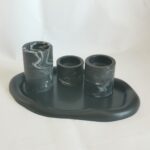 Amore Creative Collections - Acrylic Eco Friendly Resin Jesmonite Homeware South Africa Handmade Handcrafted Pieces - White Pearlescent Shimmer Display Tray Irregular Cloud Oblong Black Aerial Trinket Candle Holder