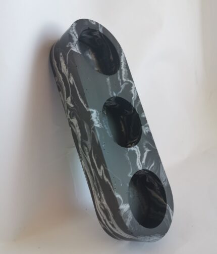 Amore Creative Collections - Acrylic Eco Friendly Resin Jesmonite Homeware South Africa Handmade Handcrafted Pieces - Black and White Marble 3 Piece Tealight Holder