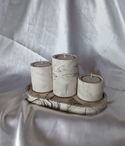 Tealight Candle Holder Gift Set With Trinket Tray Marble - Amore Creative Collections www.amoresa.co.za