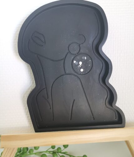 Amore Creative Collections - Acrylic Eco Friendly Resin Jesmonite Homeware South Africa Handmade Handcrafted Pieces - Black Bling Lady Figure Display Trinket Tray