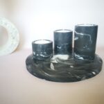 Amore Creative Collections - Acrylic Eco Friendly Resin Jesmonite Handmade Homeware Home Decor South Africa Geometric Coaster Candle Tray Black Marble Coaster Set