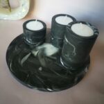 Amore Creative Collections - Acrylic Eco Friendly Resin Jesmonite Handmade Homeware Home Decor South Africa Geometric Coaster Candle Tray Black Marble Coaster Set (2)