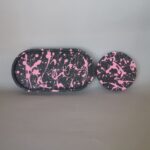 Amore Creative Collections - Acrylic Eco Friendly Resin Jesmonite Handmade Homeware Home Decor South Africa Neon Pink Black Splatter Coaster Trinket Tray Set