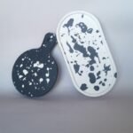 Amore Creative Collections - Acrylic Eco Friendly Resin Jesmonite Handmade Homeware Home Decor South Africa Splatter Effect Monochrome Coaster Trinket Tray Set 2