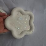 Amore Creative Collections - Eco Resin Home Decor Jesmonite South Africa - Trinket Trays Homeware - Large Flower Shiny Holographic Pieces Thick Fat Edges