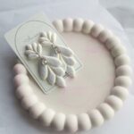 Bridal White Gold Silver Earrings | Handmade Polymer Clay