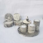 Marble Coaster Sets Round Candle Display Tray 3 Piece Tealight Candle Holder - Amore Creative Collections