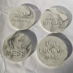 Cussing Coaster Set with Holder Amore Creative Collections
