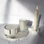 Grey and white marble coaster set of 4 with place holder - Amore Creative Collections