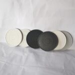 Mandala Coaster Set - Minimalist Monochrome Black and White 6 Coaster Set - Jesmonite eco resin south africa