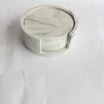 Grey and white marble coaster set of 4 with place holder - Amore Creative Collections