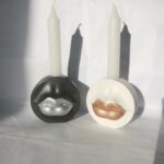 Amore Creative Collections - Home Decor Jesmonite South Africa Gift Sets Homeware Amore Creative Collections - Home Decor Jesmonite South Africa Gift Sets Homeware - Lips Candle Holder - Pouting Kissing Lip Candle tall pillar candle holders