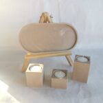Amore Creative Collections - Home Decor Jesmonite South Africa Gift Sets Homeware 3 Set Tealight Candle Holder and XL Display Trinket Tray Extra Large - Colour Sand Light Nude Brown