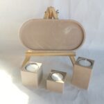 Amore Creative Collections - Home Decor Jesmonite South Africa Gift Sets Homeware 3 Set Tealight Candle Holder and XL Display Trinket Tray Extra Large - Colour Sand Light Nude Brown