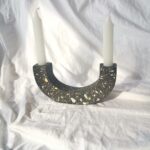 Terrazzo Candlestick Holder - Double Pillar Candle Stick Holder-Eco Resin Jesmonite South Africa