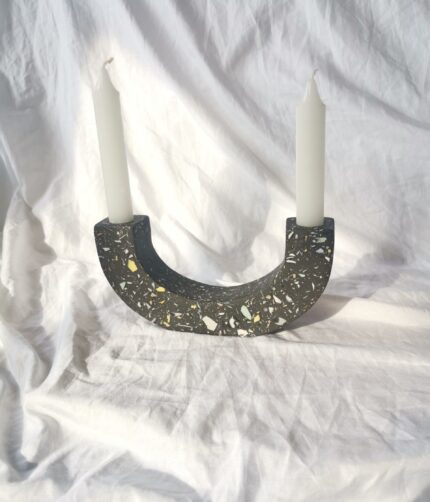 Terrazzo Candlestick Holder - Double Pillar Candle Stick Holder-Eco Resin Jesmonite South Africa