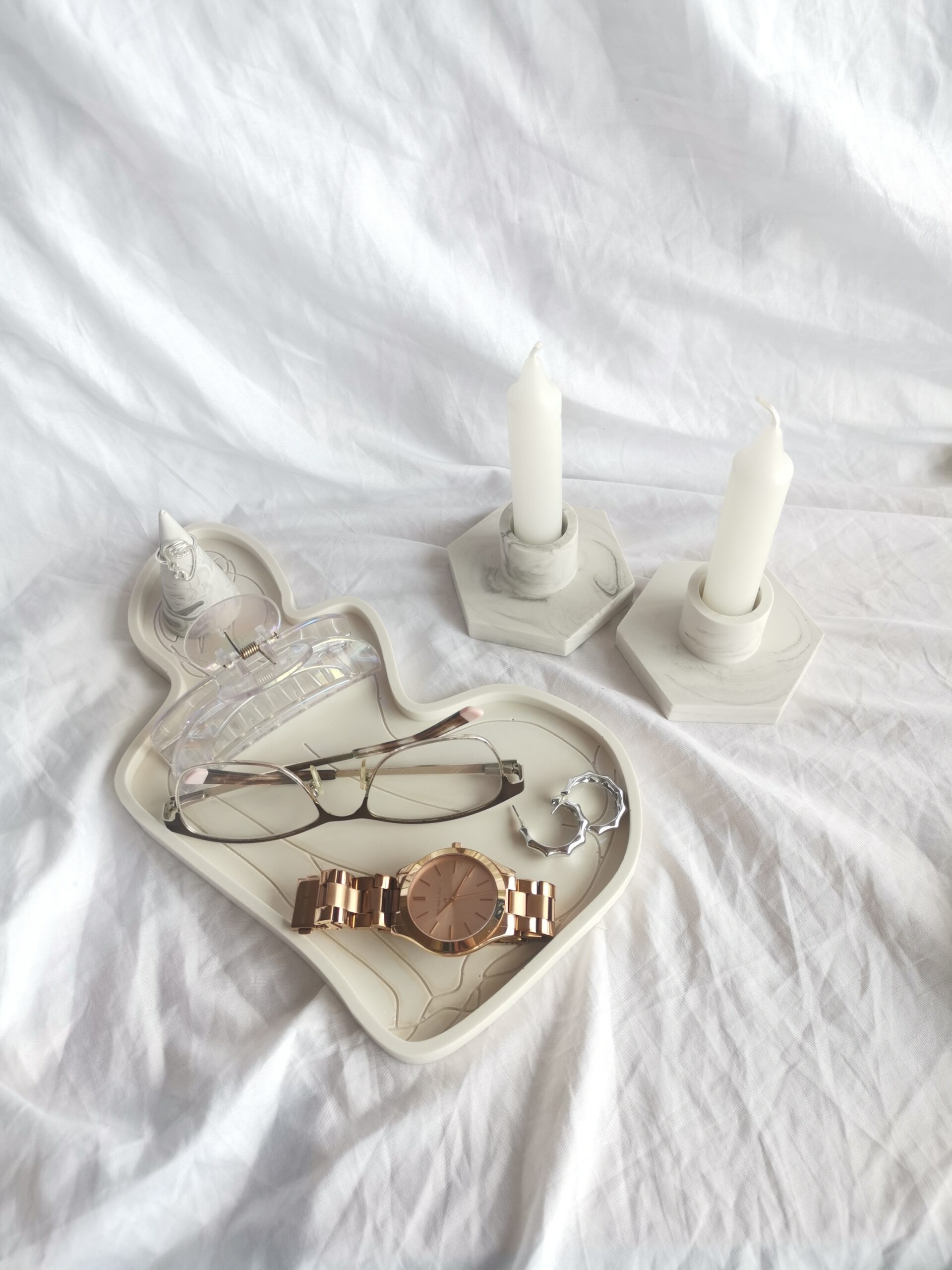 Eco Resin Jesmonite South Africa - Candlestick holder Terrazzo Candle Holder Iridiscent Iris Lady Women Body Figure Styling Tray Seashell Conch Trinket Tray Lady Styling Trinket Tray - Iridescent Iris - Extra Large Console Table - Amore Creative Collections