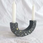 Terrazzo Candlestick Holder - Double Pillar Candle Stick Holder-Eco Resin Jesmonite South Africa