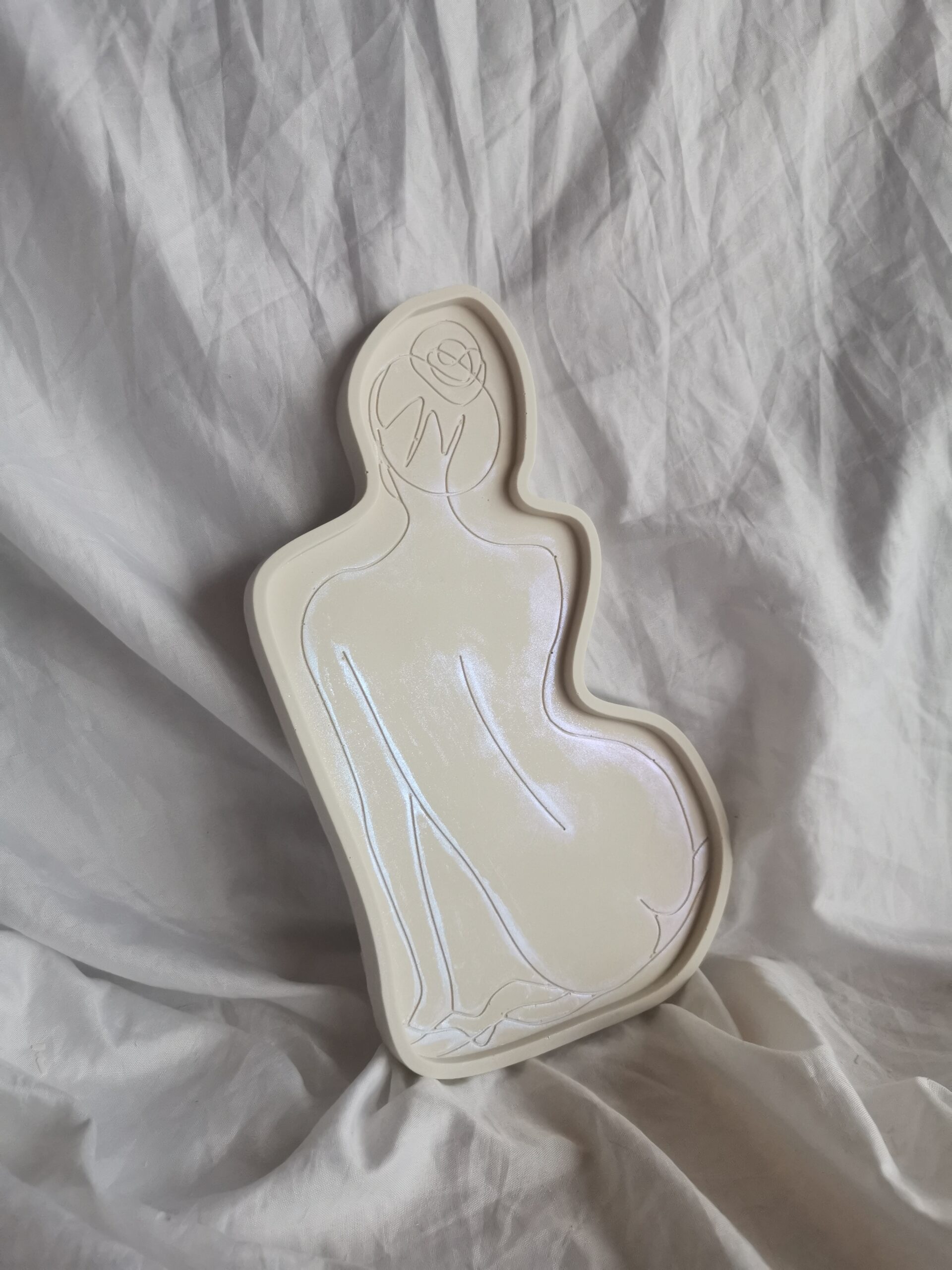 Eco Resin Jesmonite South Africa - Candlestick holder Terrazzo Candle Holder Iridiscent Iris Lady Women Body Figure Styling Tray Seashell Conch Trinket Tray Lady Styling Trinket Tray - Iridescent Iris - Extra Large Console Table - Amore Creative Collections