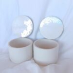 salt pepper pinch pots white silver leaf - amore creative collections
