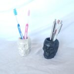 Skull Pen Pot Skull Face Make up Brush pot - Jesmonite Eco Resin South Africa Online - Amore