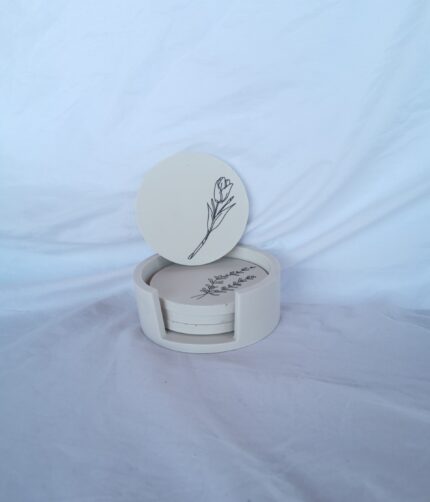 Wild Flower Coasters Black and White - Jesmonite Eco Resin South Africa - Amore
