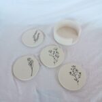 Wild Flower Coasters Black and White - Jesmonite Eco Resin South Africa - Amore