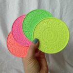 Amore Creative Collections - Bright Neon Colours Yellow Jesmonite Mandala Coasters Home Decor South Africa
