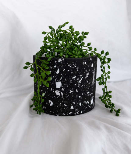 black and white terrazzo pot planter with or without drip tray - amore creative collections south africa handmade www.amoresa.co.za