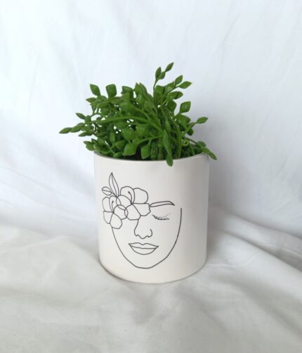 line art succulent pot planter - pen stationery pot - make up brsuh holder - jesmonite south africa amore creative collections
