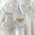 shimmer gold heart trinket tray dish bee honeycomb jewellery holder box - amore creative collections