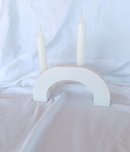 White Pillar Candle Holder 2cm - Abstract - Eco Resin Jesmonite Amore Creative Collections