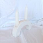 White Pillar Candle Holder 2cm - Abstract - Eco Resin Jesmonite Amore Creative Collections