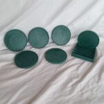 mandala pattern coasters with coaster holder - teal green - amore creative collections