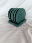 mandala pattern coasters with coaster holder - teal green - amore creative collections