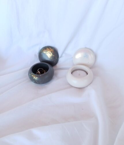 Pebble Pots - Shimmer Galaxy Lavender Charcoal Grey White Amore Eco Resin Jewellery Storage pots