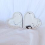 white and black marble heart trinket dish - jesmonite eco resin south africa