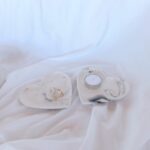 white and black marble heart trinket dish - jesmonite eco resin south africa