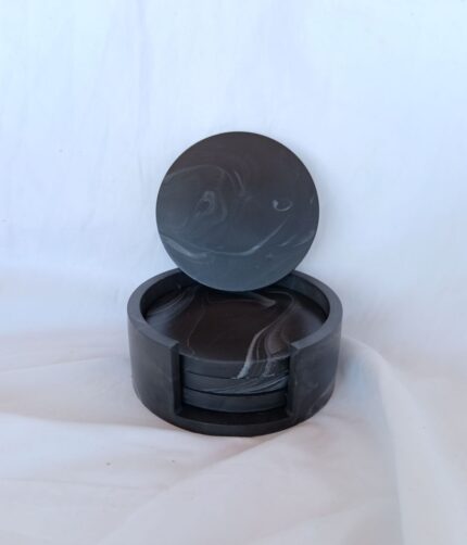 black marble coaster set - eco friendly resin jesmonite - online gift shop amore creative collections