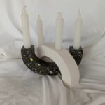 White Pillar Candle Holder 2cm - Abstract - Eco Resin Jesmonite Amore Creative Collections