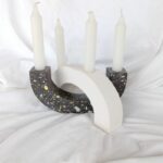 White Pillar Candle Holder 2cm - Abstract - Eco Resin Jesmonite Amore Creative Collections