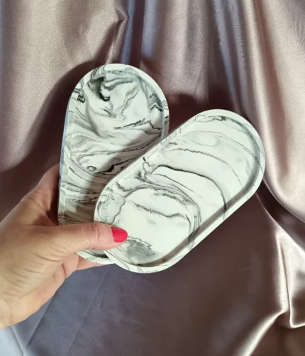 Marble Oval Trinket Trays Jesmonite Stone Ceramic Cement Concrete Eco Resin Acrylic - South Africa