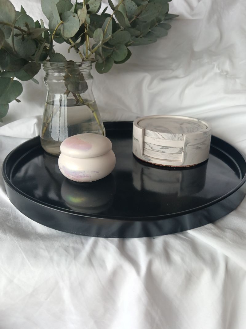 Amore Creative Collections Jesmonite South Africa Polymer Clay Earrings Unique Shopping Gift Sets Gift Boxes Weddings (76) Black Display Styling Tray - 30cm Extra Large Eco Resin Jesmonite South Africa