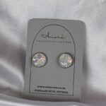 faux opal stud earrings resin opalite - stainless steel fittings hypoallergenic